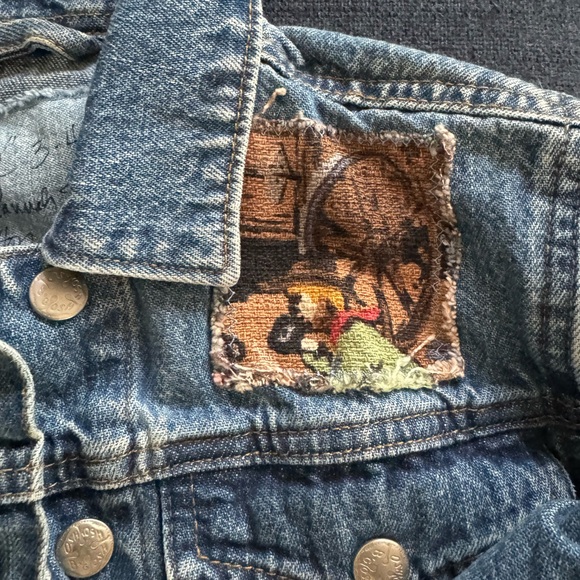 Vintage jean jacket - with cowboy fabric patches size 3-4yrs - Picture 4 of 4